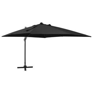 vidaXL Umbrelă în consolă cu stâlp și LED-uri, negru, 300 cm imagine