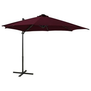 vidaXL Umbrelă în consolă cu stâlp și LED-uri, roșu bordo, 300 cm imagine