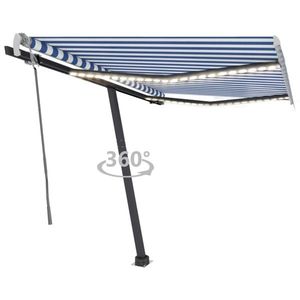 vidaXL Copertină retractabilă manual cu LED albastru și alb 300x250 cm imagine