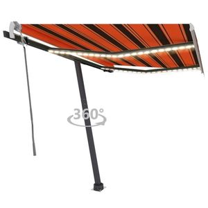 vidaXL Copertină retractabilă manual cu LED portocaliu&maro 300x250 cm imagine