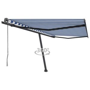 vidaXL Copertină autonomă retractabilă automat albastru&alb 450x300 cm imagine