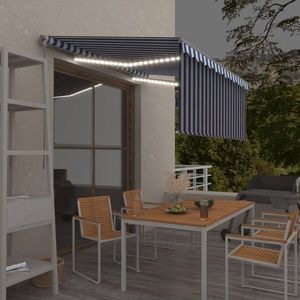 vidaXL Copertină retractabilă manual cu stor&LED albastru&alb, 3x2, 5 m imagine