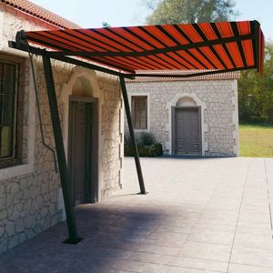 vidaXL Copertină retractabilă automat, stâlpi, portocaliu/maro 4, 5x3 m imagine