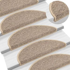 vidaXL Covorașe scări autoadezive aspect sisal, 15 buc. bej 56x17x3cm imagine