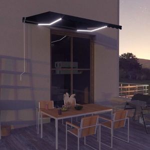 vidaXL Copertină retractabilă manual cu LED, antracit, 350 x 250 cm imagine