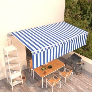 vidaXL Copertină retractabilă automat cu stor, albastru&alb, 6x3 m imagine