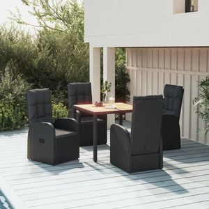 vidaXL Set mobilier de grădină cu perne, 5 piese, negru, poliratan imagine