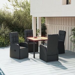 vidaXL Set mobilier de grădină cu perne, 5 piese, negru, poliratan imagine