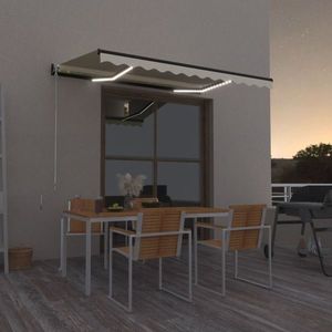 vidaXL Copertină retractabilă manual cu LED, galben și alb, 350x250 cm imagine