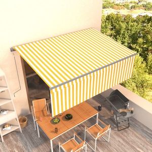 vidaXL Copertină retractabilă automat cu stor, galben&alb, 4, 5x3 m imagine