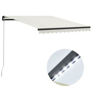 vidaXL Copertină retractabilă manual cu LED, crem, 300 x 250 cm imagine