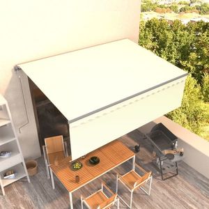 vidaXL Copertină retractabilă automat cu stor, crem, 4, 5x3 m imagine