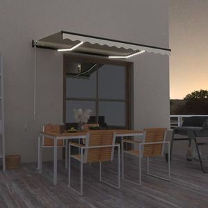 vidaXL Copertină retractabilă manual cu LED, crem, 350x250 cm imagine