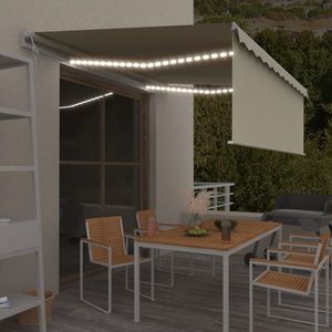 vidaXL Copertină automată cu stor&senzor vânt&LED, crem, 4, 5x3 m imagine