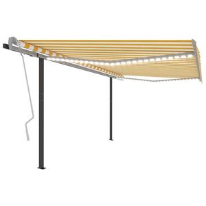 vidaXL Copertină retractabilă manual cu LED, galben & alb, 4x3, 5 m imagine