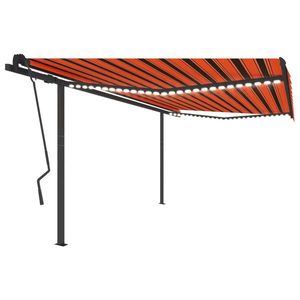 vidaXL Copertină retractabilă manual, LED, portocaliu/ maro 4, 5x3, 5 cm imagine