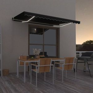 vidaXL Copertină retractabilă manual cu LED, antracit, 350 cm imagine