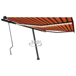 vidaXL Copertină retractabilă manual, LED, portocaliu/ maro 450x350 cm imagine