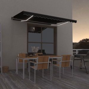 vidaXL Copertină manuală retractabilă, cu LED, antracit, 450x350 cm imagine