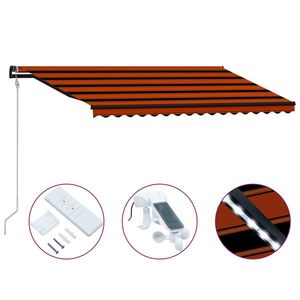 vidaXL Copertină retractabilă senzor vânt LED oranj maro 400x300 cm imagine