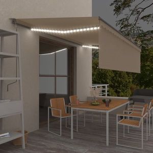 vidaXL Copertină retractabilă automat stor&LED&senzor vânt crem 5x3m imagine