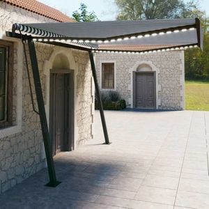 vidaXL Copertină retractabilă antracit/alb, 4x3 m, textil/aluminiu imagine