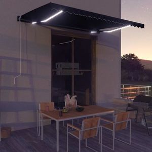 vidaXL Copertină retractabilă cu senzor vânt & LED antracit 450x300 cm imagine