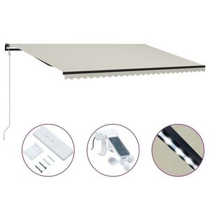 vidaXL Copertină retractabilă senzor vânt & LED, crem, 600x300 cm imagine