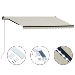 vidaXL Copertină retractabilă cu senzor vânt & LED, crem, 400x300 cm imagine