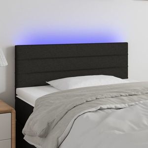 vidaXL Tăblie de pat cu LED, negru, 80x5x78/88 cm, textil imagine