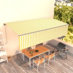 vidaXL Copertină retractabilă automat cu stor, galben&alb, 6x3 m imagine