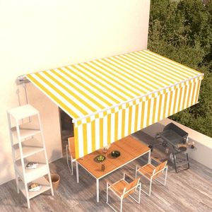 vidaXL Copertină retractabilă automat cu stor, galben&alb, 6x3 m imagine