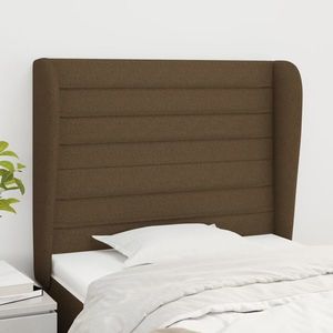 vidaXL Tăblie de pat cu aripioare maro închis 83x23x118/128 cm textil imagine