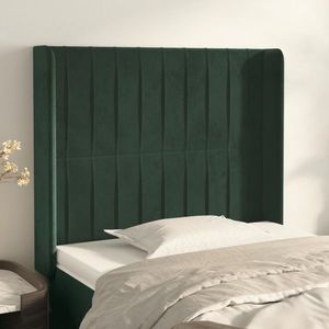 vidaXL Tăblie pat cu aripioare verde închis 83x16x118/128 cm catifea imagine