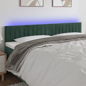 vidaXL Tăblie de pat cu LED, verde închis, 200x5x78/88 cm, catifea imagine