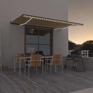 vidaXL Copertină retractabilă manual cu LED, galben și alb, 500x350 cm imagine