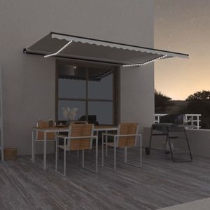 vidaXL Copertină retractabilă manual cu LED, crem, 500x350 cm imagine