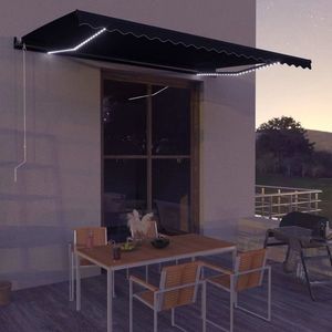 vidaXL Copertină retractabilă manual cu LED, antracit, 500 x 300 cm imagine