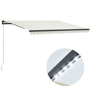 vidaXL Copertină retractabilă manual cu LED, crem, 400 x 300 cm imagine