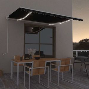 vidaXL Copertină automată cu senzor vânt & LED, antracit, 400x350 cm imagine