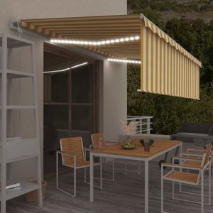 vidaXL Copertină retractabilă automat stor&LED&senzor galben&alb, 5x3m imagine