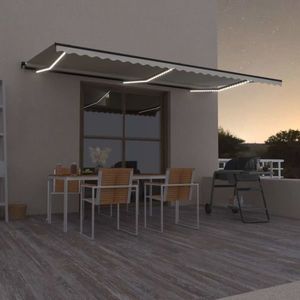 vidaXL Copertină retractabilă manual cu LED, crem, 600x350 cm imagine