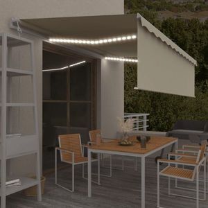 vidaXL Copertină retractabilă automat stor&LED&senzor vânt, crem, 5x3m imagine