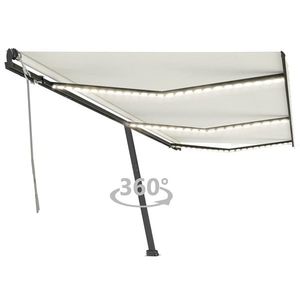 vidaXL Copertină retractabilă manual cu LED, crem, 600x350 cm imagine