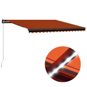 vidaXL Copertină retractabilă manual, LED, portocaliu/maro, 400x300 cm imagine