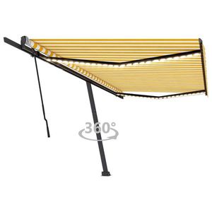 vidaXL Copertină retractabilă manual cu LED, galben și alb, 500x300 cm imagine