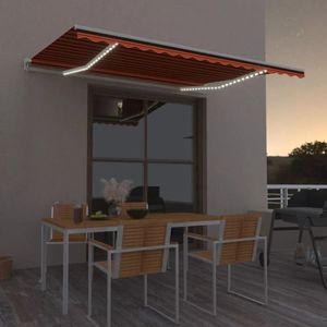 vidaXL Copertină retractabilă manual, LED, portocaliu/maro, 400x300 cm imagine