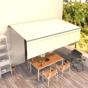 vidaXL Copertină retractabilă automat cu stor, crem, 5x3 m imagine