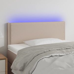 vidaXL Tăblie de pat cu LED, cappuccino, 90x5x78/88cm, piele ecologică imagine