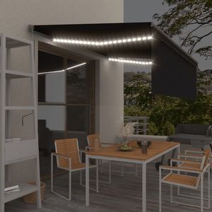 vidaXL Copertină automată cu stor&senzor vânt&LED, antracit, 4x3 m imagine